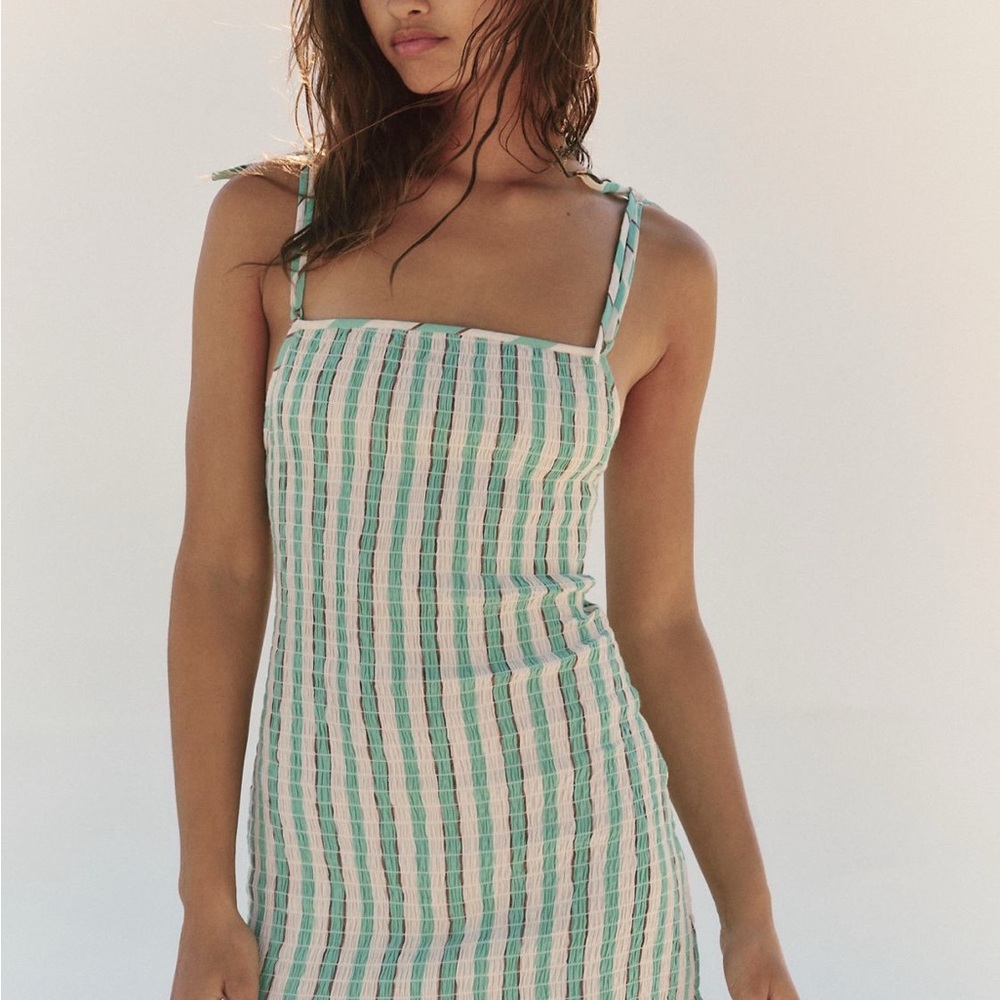 Free People Striped Green & White Dress